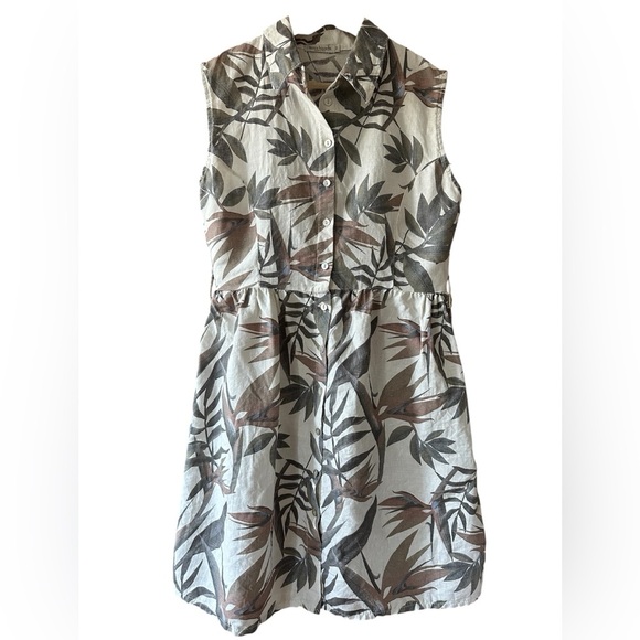 Laura Bianchi 100% Linen Made in Italy Floral Sleeveless Button Up Shirt Dress - Picture 9 of 10